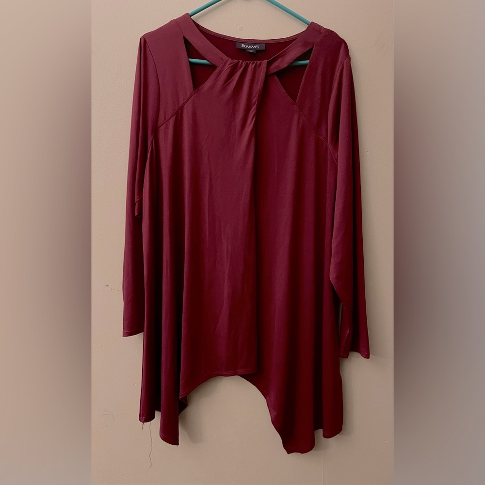 Roaman’s women’s tunic. Burgundy. Size 22/24.